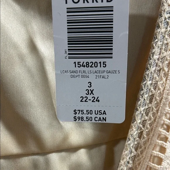 NWT Torrid Floral Lace Gauze Boho Dress Size 3X 22/24 Cream Purple Peasant Sleev - Picture 3 of 6